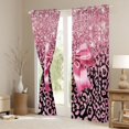 thumbnail image 3 of Erosebridal Kawaii Ribbon Bow Black Out Curtains For Girls,Leopard Print Glitter Print Curtains Pack of 2 (42x63 Each) For Teens, 3 of 6
