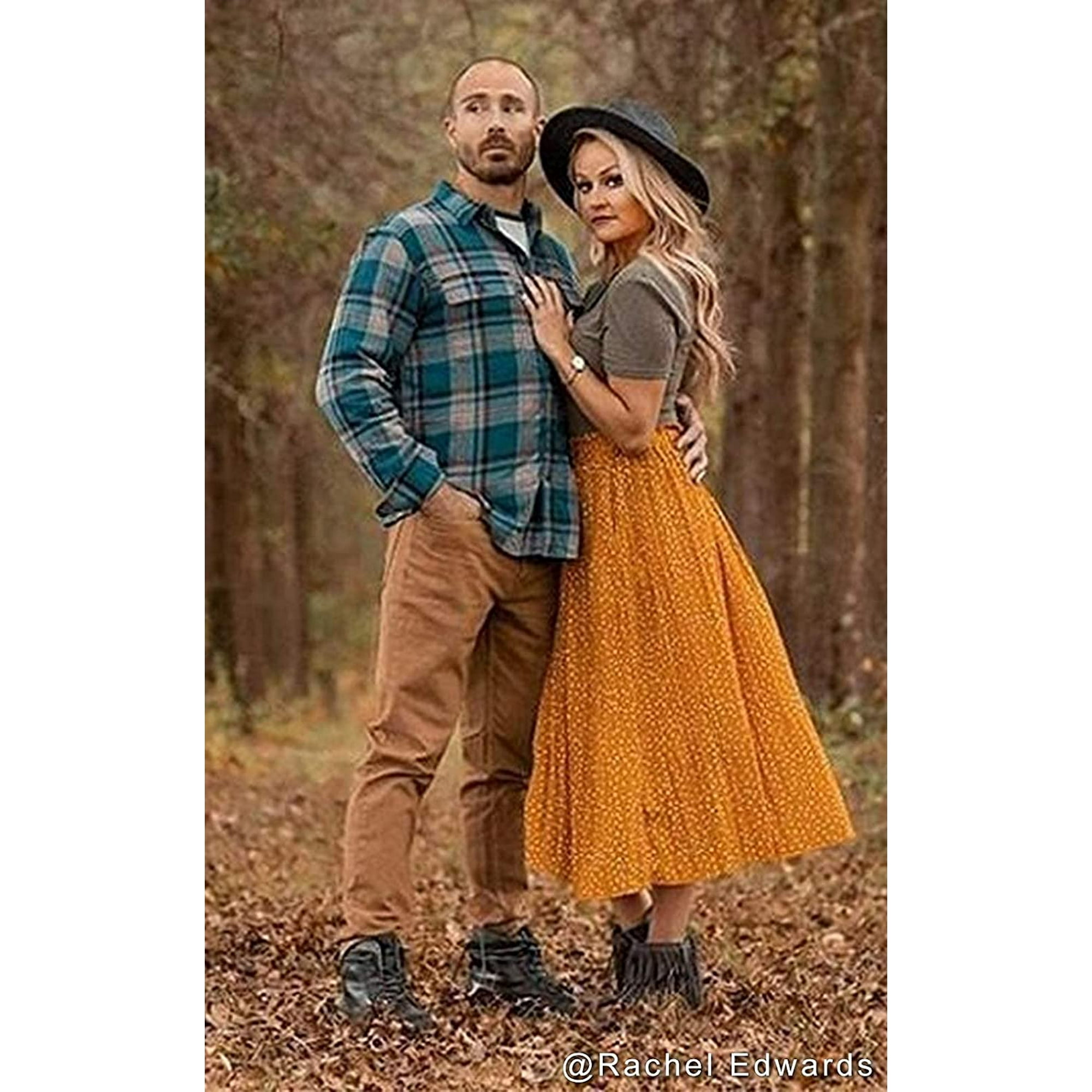 Womens High Waist Polka Dot Pleated Skirt Midi Swing Skirt with Pockets