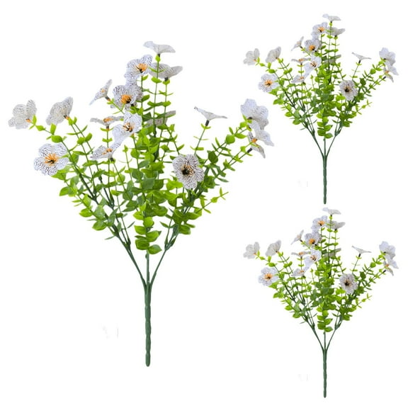Lilixerw 8 Bundles Artificial Fake Flowers Outdoor, Faux Plants for Home Garden Decor - White