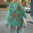 thumbnail image 2 of XIAOCHA Women's Leopard Star Print Hoodie Oversized Long Sleeve Hooded Pullover Top Plush Bold Street Hoodies, 2 of 5