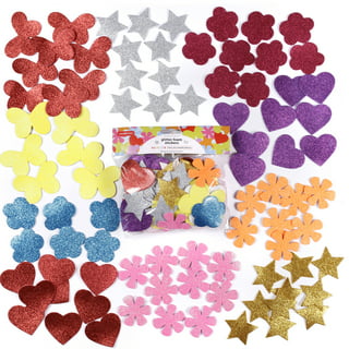 388 Pcs Valentine's Day Foam Heart Stickers Kit Includes 18 Pcs Colorful Large Foam Hearts and 370 Pcs Colorful Glitter Self-Adhesive Heart Foam