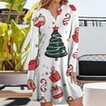 thumbnail image 5 of WTOBBY Women's Christmas Themed Dress Loose V-Neck Long Sleeve Casual Holiday Print Party Wear with Festive Design for Special Events,Hot Pink L, 5 of 6
