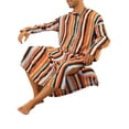 thumbnail image 4 of INSPIRE CHIC Men's Nightshirt Striped Long Sleeve Button Closure Two Pockets Sleepshirts M Orange, 4 of 4