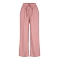 thumbnail image 4 of Casual Pants High Waist Tied Drawstring Wide Leg Sweatpants With Pockets Comfortable Loose Fit Trousers, 4 of 4