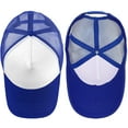 thumbnail image 4 of Falari 5-Panel Mesh Baseball Cap, Trucker Hat, Structured Plain Design, Cotton, Adjustable Size - Royal, 4 of 7