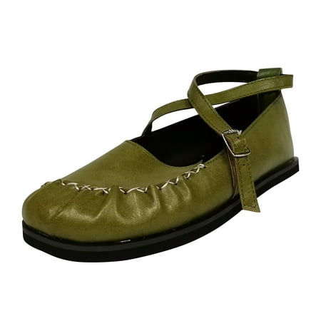 

AnuirheiH Women Shoes Pleated Buckle Low Top Flat Heel Shallow Round Toe Comfortable Shoes 4$ off 2nd item