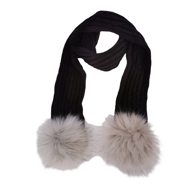 Gorro con lazo de mariposa de piel sintética para niños pequeños, gorro con 2 pompones dobles, bufanda con orejas, Invierno