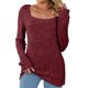 thumbnail image 2 of Puntoco Blusa regular sólida de manga larga con cuello cuadrado sexy de invierno para mujer Puntoco Puntoco-596, 2 of 5