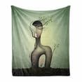 thumbnail image 1 of Feminist Soft Flannel Fleece Blanket, Abstract Surrealistic Woman Shape with Roses Growing Inside for Spring Dream Theme, Cozy Plush for Indoor and Outdoor Use, 70" x 90", Multicolor, by Ambesonne, 1 of 6
