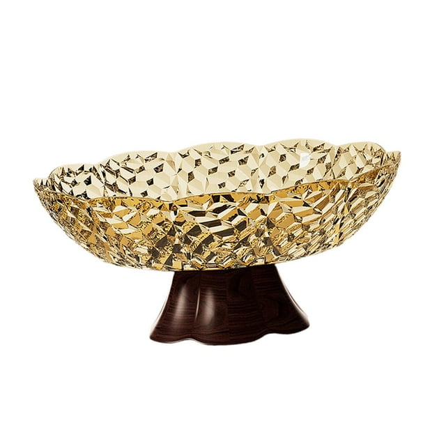 Lipstore Fruit Bowl Candy Plate Household Kitchen Counter for Candies Snacks Desserts L Brown