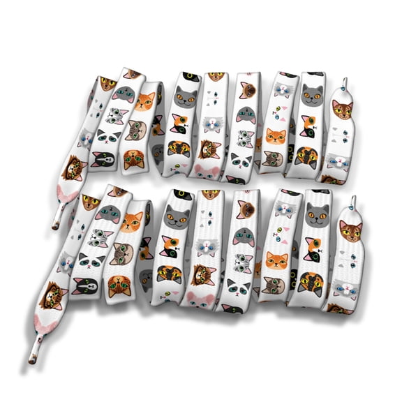 WIRESTER 1 Pair Replacement Shoelaces Fashion Shoestrings forHiking Shoes, Sport Shoes, Boots, Sneakers, Outdoor - Cat Faces