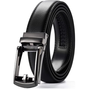 JASGOOD Men's Click Ratchet Leather Belt, Black