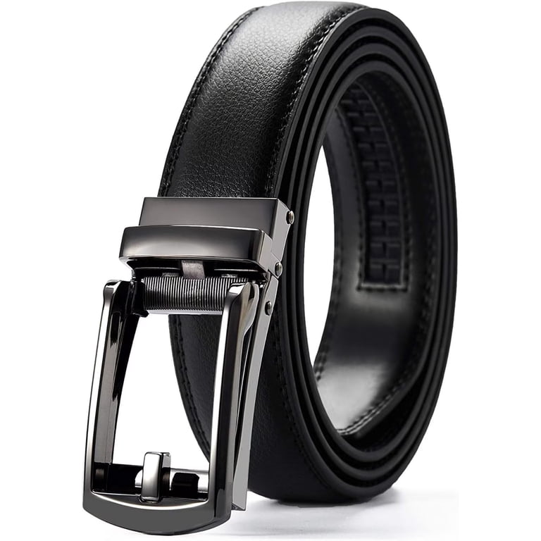 JASGOOD Men's Click Ratchet Leather Belt, Black photo 1