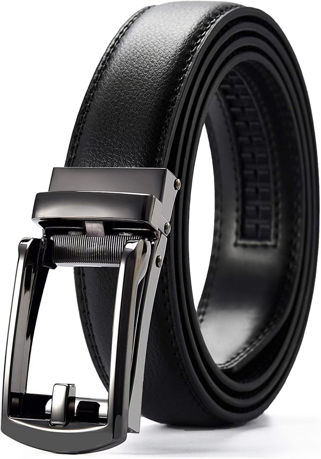 JASGOOD Men's Click Ratchet Leather Belt Black photo 1