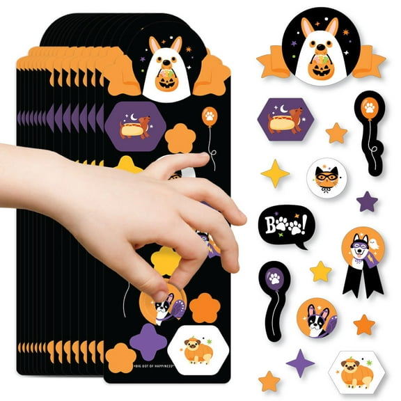 Big Dot of Happiness Halloween Pets - Cats and Dogs Party Favor Kids Stickers - Birthday Goodie Bag Filler - 16 Sheets - 256 Stickers