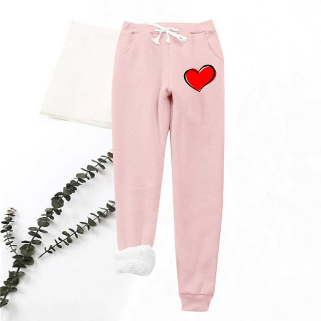 LSLJS Leggings pour Femmes à Imprimé Love avec Cordon Élastique, Poches, Pantalon Épais et Chaud
