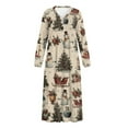 thumbnail image 5 of Tutolipy Christmas Tree Printed Nightgowns for Women Snowman Printed Sleepwear Long Sleeve Loungewear Breathable Night Dress, S, 5 of 7