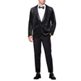 thumbnail image 2 of INSPIRE CHIC Blazers de Hombre de Terciopelo con Solapa en Pico, Argyle, de Un Botón, Brillantes, Color Negro, 2 of 5