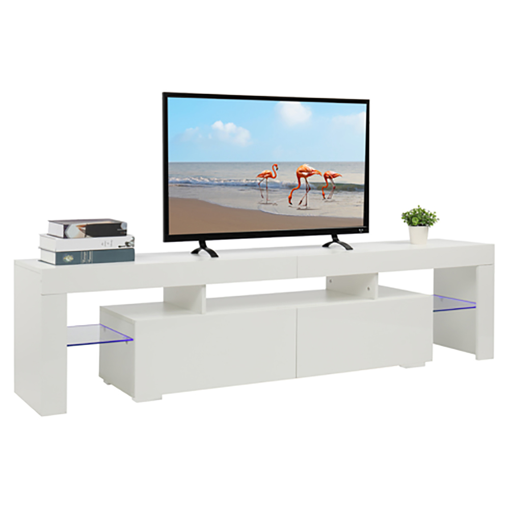 Kepooman Modern TV Stand with Led Lights, TV Stand TV Cabinet, Living Room Bedroom Furniture, White Kepooman Modern TV Stand with Led Lights, TV Stand TV Cabinet, Living Room Bedroom Furniture, White