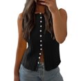 thumbnail image 4 of Slim Fit Women Sleeveless Button Down Knit Tank Tops, 4 of 6