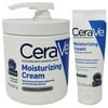 Cerave Moisturizing Cream Bundle Pack - Contains 19 Oz Tub With Pump And 1.89 Ounce Travel Size - Fragrance Free.
