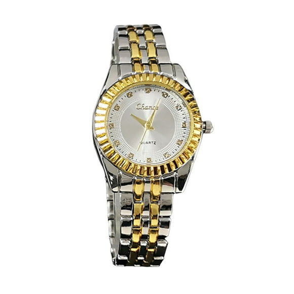 Quartz Movement Watches Couple Quartz Watch Round Dial Alloy Strap Unisex No Delay Time-checking Business Wristwatch Couple Watches Set