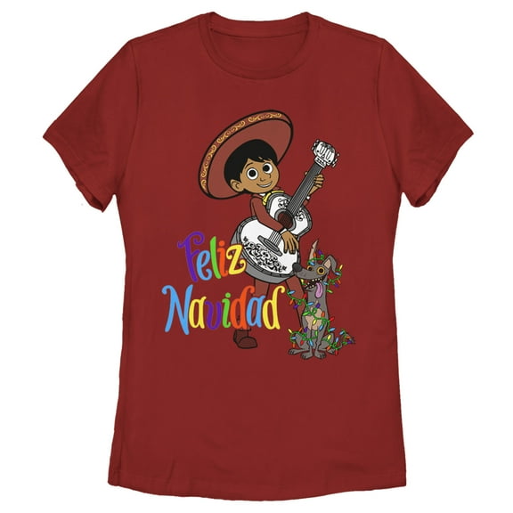Women's Coco Feliz Navidad  Graphic Tee Red X Large