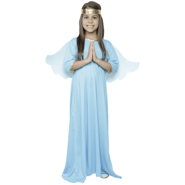 Disfraz de Ángel niña para pastorela Rev Vestido azul con alas
