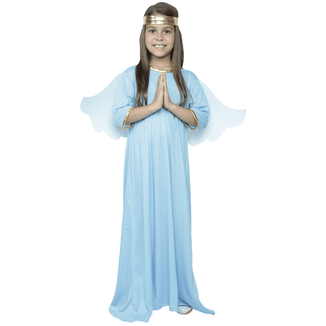 Disfraz de Ángel niña para pastorela Rev Vestido azul con alas