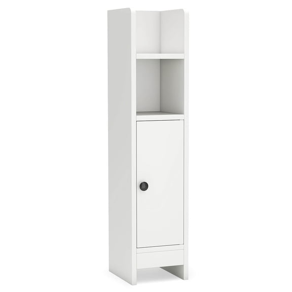 Costway Bathroom Storage Cabinet with Adjustable Shelf 1 Door & 2 Open Shelves Living Room White
