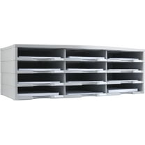 Storex Plastic 12-Compartment Countertop Literature Organizer, Gray