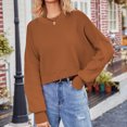 thumbnail image 5 of Mlzmgr Sweaters for Women Cropped Crewneck Pullover Drop Shoulder Casual Long Sleeve Tops Fall Fashion, 5 of 9