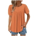 thumbnail image 2 of Uaswgudfs Women's Summer Resort Tunic Blouse - Crew Neck Short Sleeve with Banded Hem Relaxed Fit Casual Shirt, 2 of 7