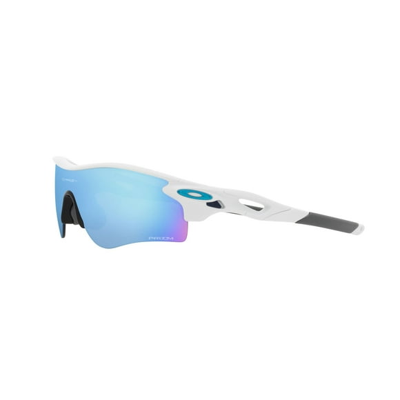 Oakley Men's OO9206 Radarlock Path Low Bridge Fit Rectangular Sunglasses, Matte White/Prizm Deep Water Polarized, 38 mm