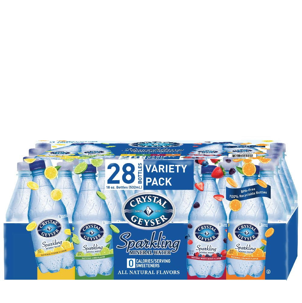 Crystal Geyser Variety Pack, 4 Flavors, Sparkling Spring Water PET