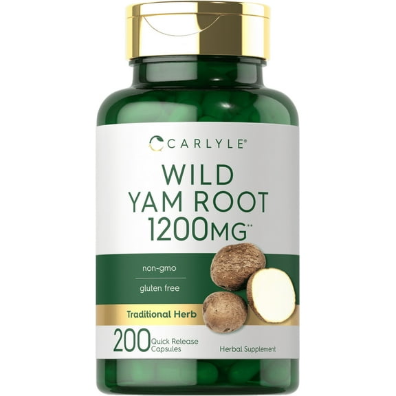 Wild Yam Root Capsules | 1200mg | 200 Count | by Carlyle