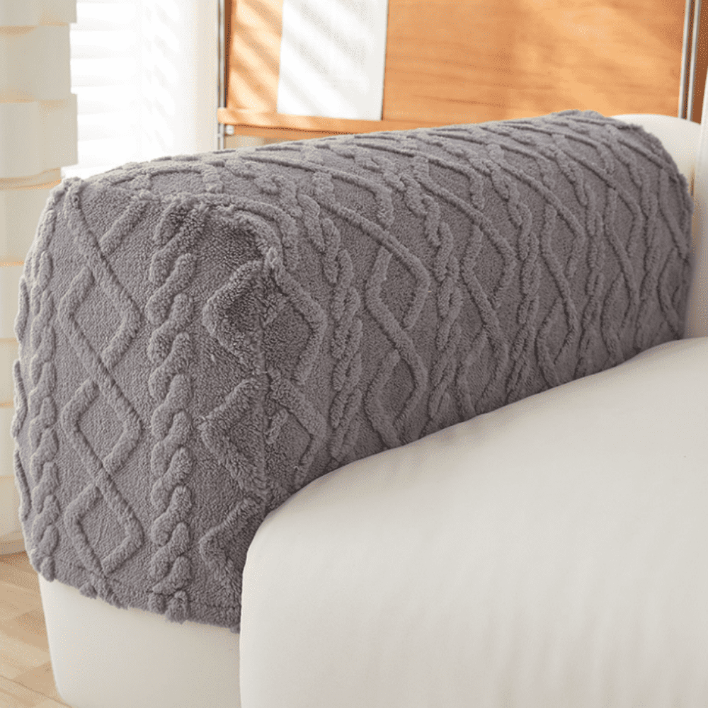 2pcs Couch Arm Covers Arm Chair Covers Stretch Sofa Armrest Protectors with Non-Slip Grip, Machine Washable Plush for Recliner Loveseat Sectional Dark Grey