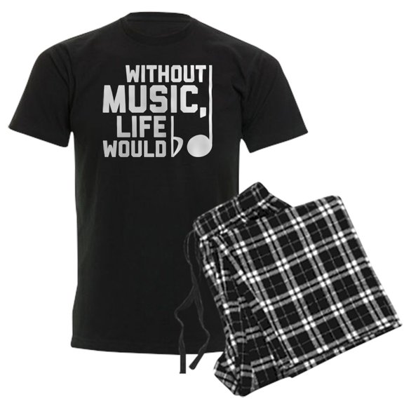 CafePress - Without Music Life Would Be Fl Men's Dark Pajamas - Men's Dark Loose Fit Cotton Pajama Set