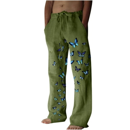 

Mens Loose Drawstring Elastic Waist Sweatpants Casual Print Wide Leg Lounge Pants
