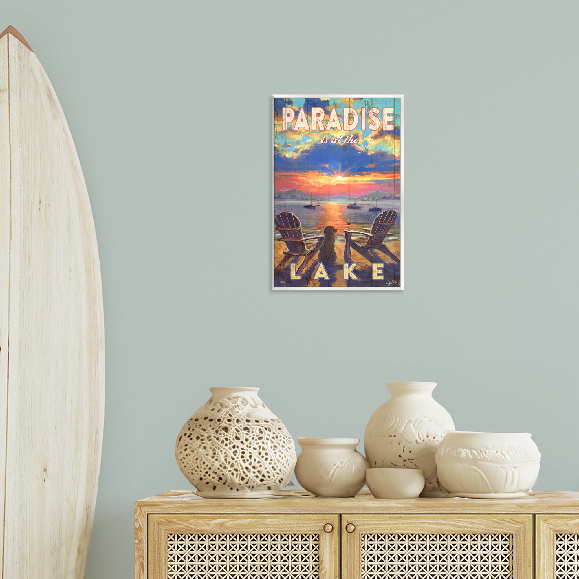 Stupell Industries Paradise At Lake Landscape Landscape & Nature Painting Unframed Art Print Wall Art, 13 x 19