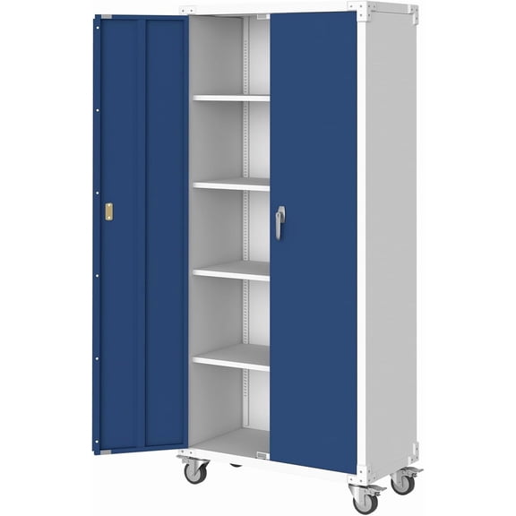 71 in Steel Storage Cabinet with Locking Doors & 4 Adjustable Shelves,Heavy Duty Metal Cabinet for Garage/Office/Pantry - Rustproof Design, Tall Organization Unit (Blue Grey)