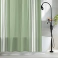 thumbnail image 2 of Sage Green Waterproof Shower Curtain, Large 72"x84" Washable Polyester Fabric Shower Curtains for Bathroom, Farmhouse Sage Green White Striped Decorative Bathtub Curtain Sets with Hooks, 2 of 9
