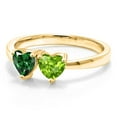 thumbnail image 2 of Gem Stone King 18K Yellow Gold Plated Silver Green Simulated Emerald and Green Peridot Ring for Women | 1.00 Cttw | Wedding Engagement Anniversary Promise Ring | Size 6, 2 of 6