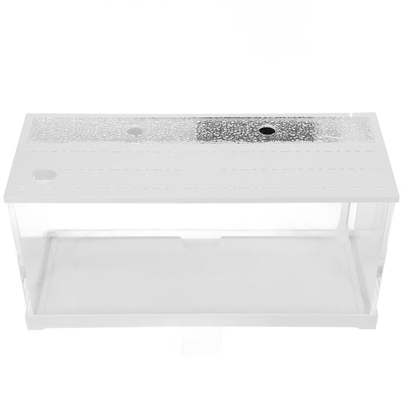 LOLIPPYY Compact White Acrylic Fish Tank with LED Lighting and Silent Filtration for Office Desk