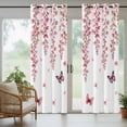 thumbnail image 3 of 1 Panel Outdoor Curtains for Patio Waterproof 54"x95" Butterfly Flower Weatherproof Privacy Outsides Curtains, Watercolor Farmhouse Country Pink Floral Grommet Thermal Drapes for Cabana Porch Pergola, 3 of 8