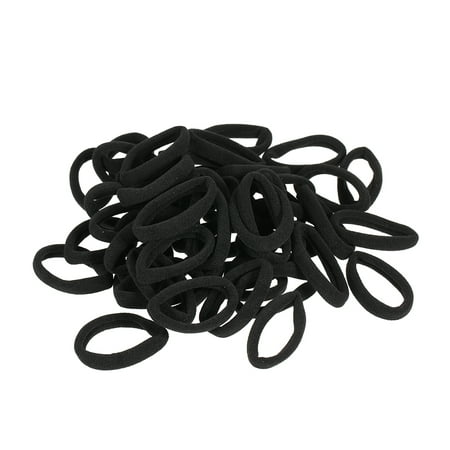 50p Pcs Black Thick Seamless No Slip Hair Bands Elastic Ties Soft ...