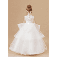 thumbnail image 5 of Flower Girl Dress Princess Ruffles Pageant Dresses Tulle Lace Tiered Kids Party Prom Ball Gown (Ivory 2 -3Years）, 5 of 8