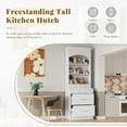 thumbnail image 3 of Harper & Bright Designs Freestanding Kitchen Pantry Storage Cabinet with Drawers and Shelves, Tall Kitchen Hutch with Faux Marble Top, White, 3 of 16