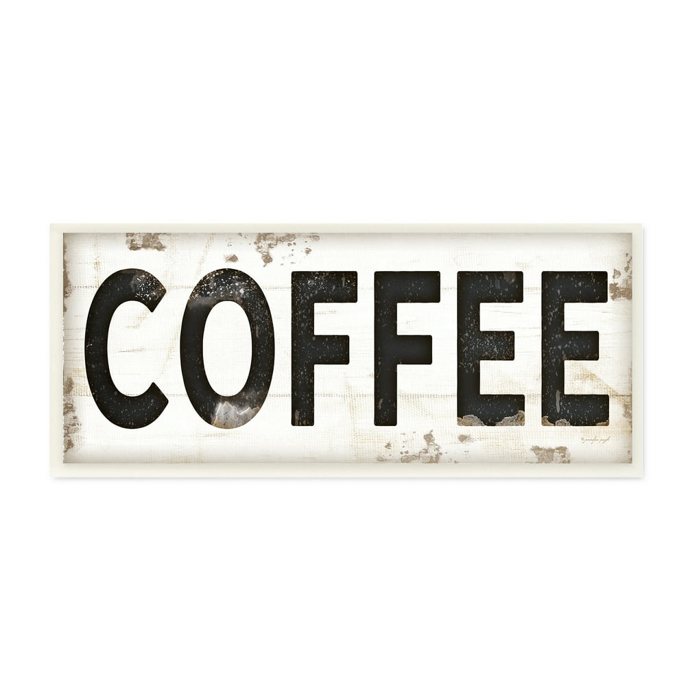 The Stupell Home Decor Collection COFFEE Typography Vintage Sign Wall Plaque Art, 7 x 0.5 x 17 ...