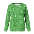 thumbnail image 4 of Aobny Party Shirts for Women Green Sweatshirt Long Sleeve Graphic Crew Neck Sparkly Pullover Tops for Lady Soft, 4 of 4